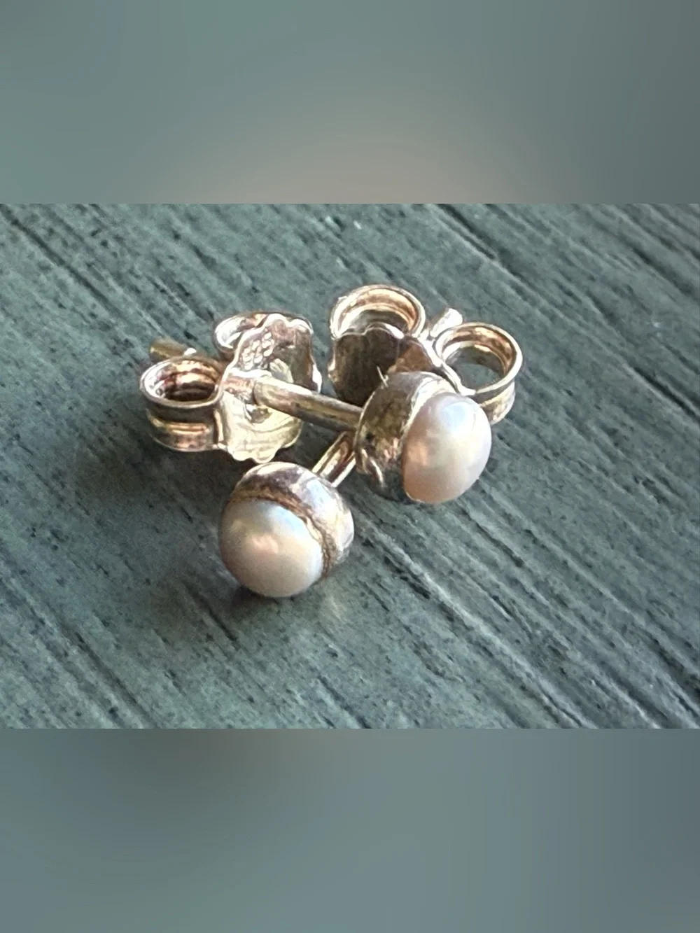 Monica Vinader Mini Pearl Stud Earrings Gray Pearl Sterling Silver